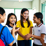 **

A professional Thai social worker in modest, culturally appropriate clothing, meeting with a group of cheerful Thai teenagers in a bright and modern community center.  Focus on positive interaction and encouragement.  Safe for work, appropriate content, fully clothed, family-friendly, professional photography, perfect anatomy, natural proportions, well-formed hands, proper finger count.

**