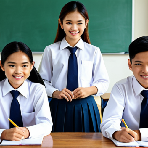 Home 19 **
"A group of Thai students fully clothed in school uniforms, collaborating on a project in a modern classroom filled with learning materials, appropriate attire, safe for work, perfect anatomy, correct proportions, natural pose, bright and cheerful atmosphere, family-friendly, professional illustration, high quality, well-formed hands, proper finger count, natural body proportions."
**