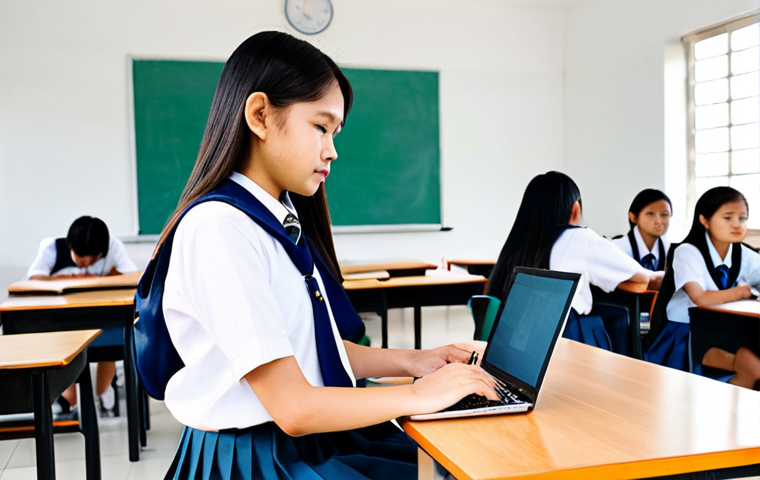 청소년지도사와 지역사회 협력 성공 사례 - **Subject:** A Thai student in a modern, well-equipped classroom, using a laptop for programming.
...